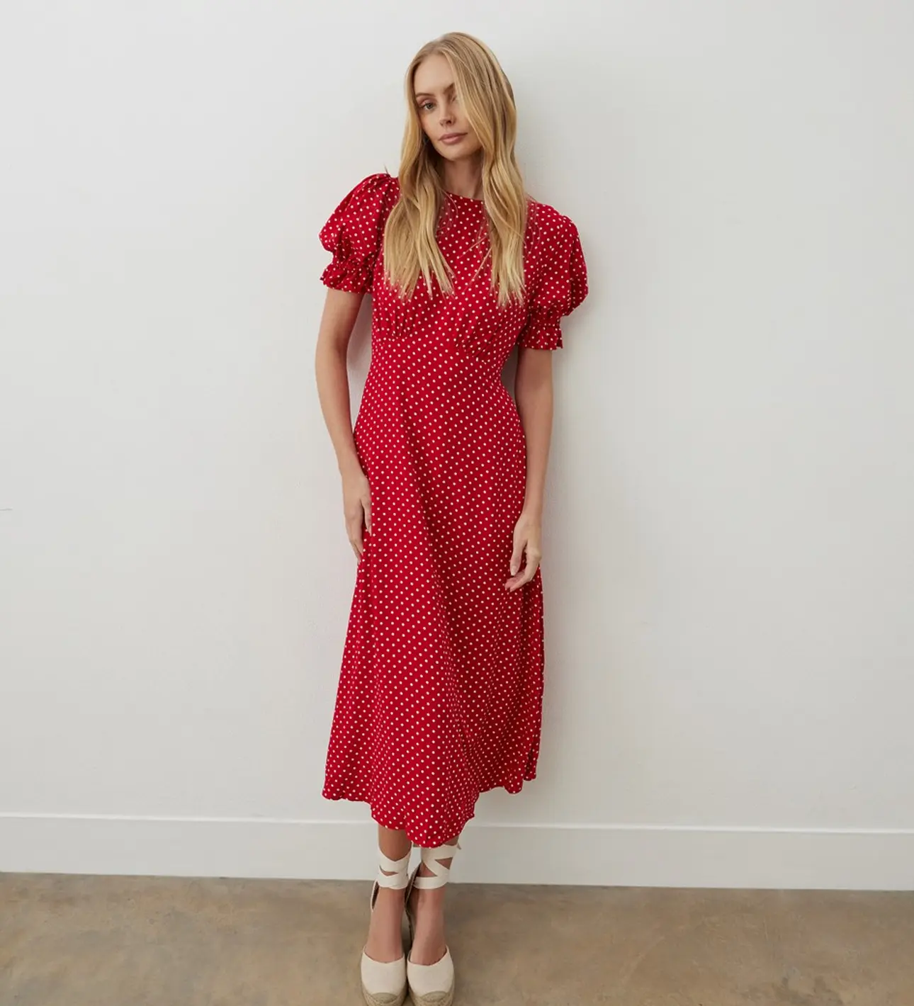 Mela Red Spot Midi Dress | Finery LondonCookies ButtonBack ButtonSearch IconFilter Icon