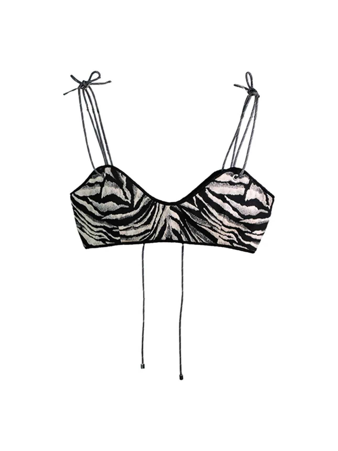 Ember Bralette Double-Face in Tiger Jacquard and Black Viscose