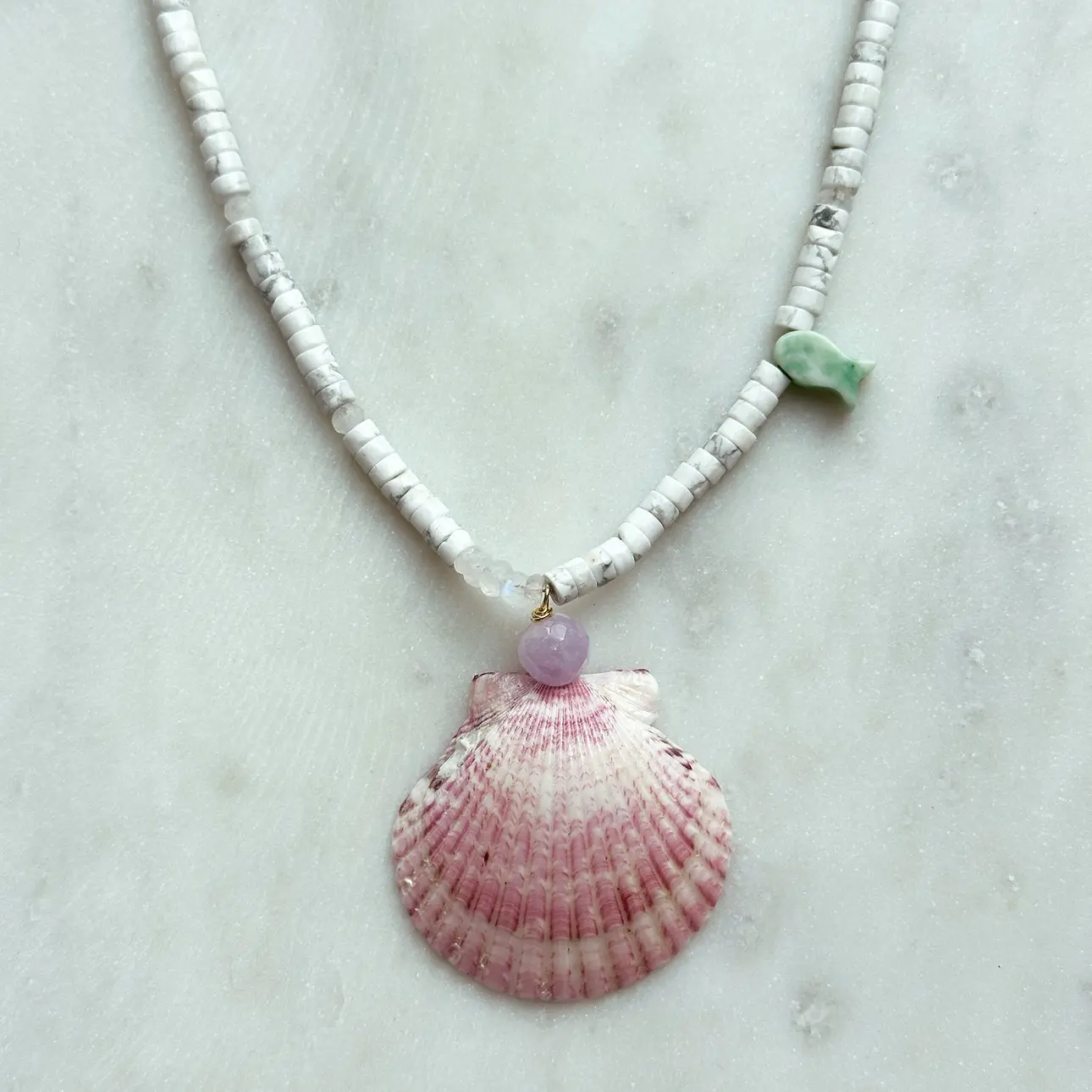 PRE ORDERW Pink Lilac Shell Necklace