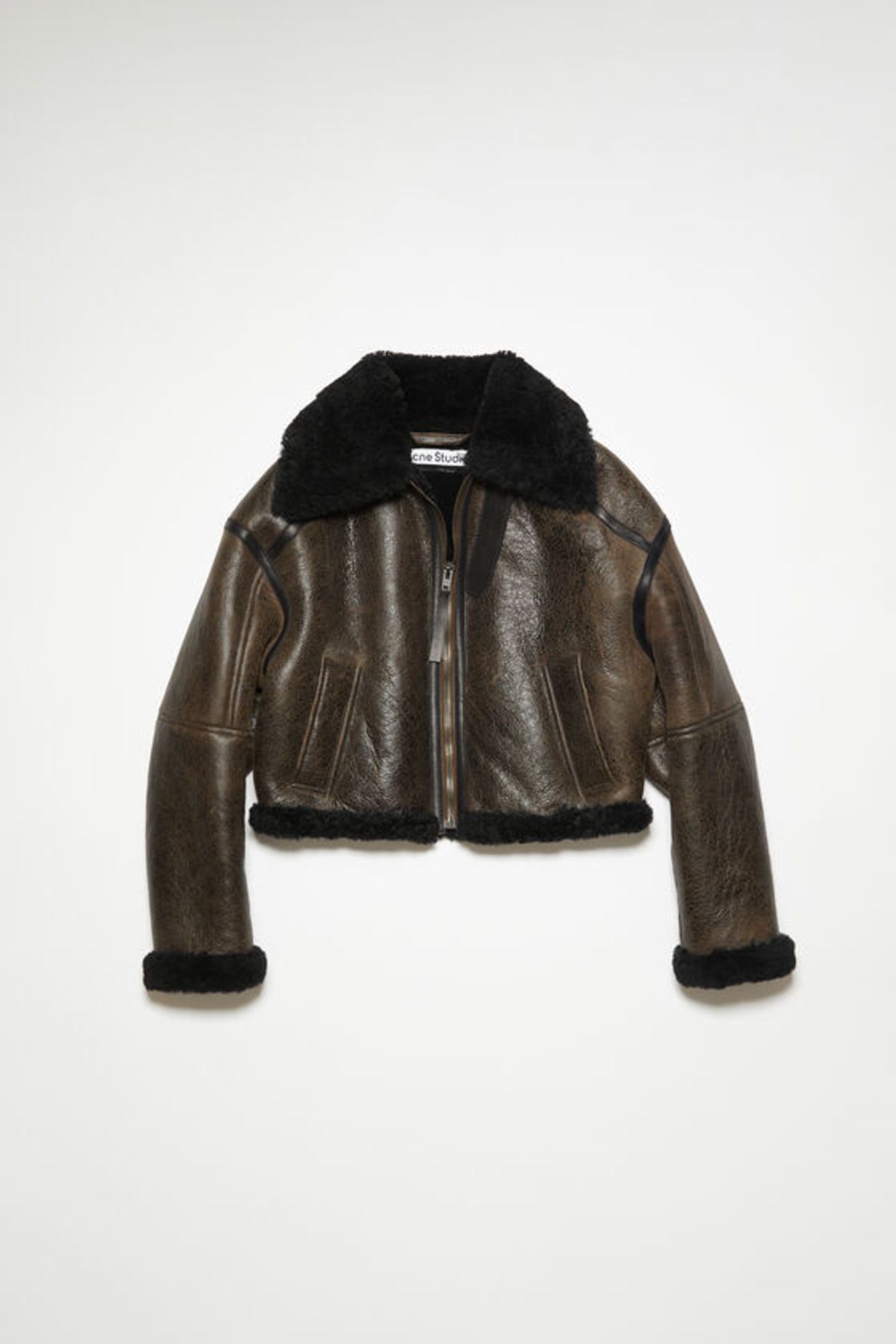 Shearling jacket - Dark brown/black