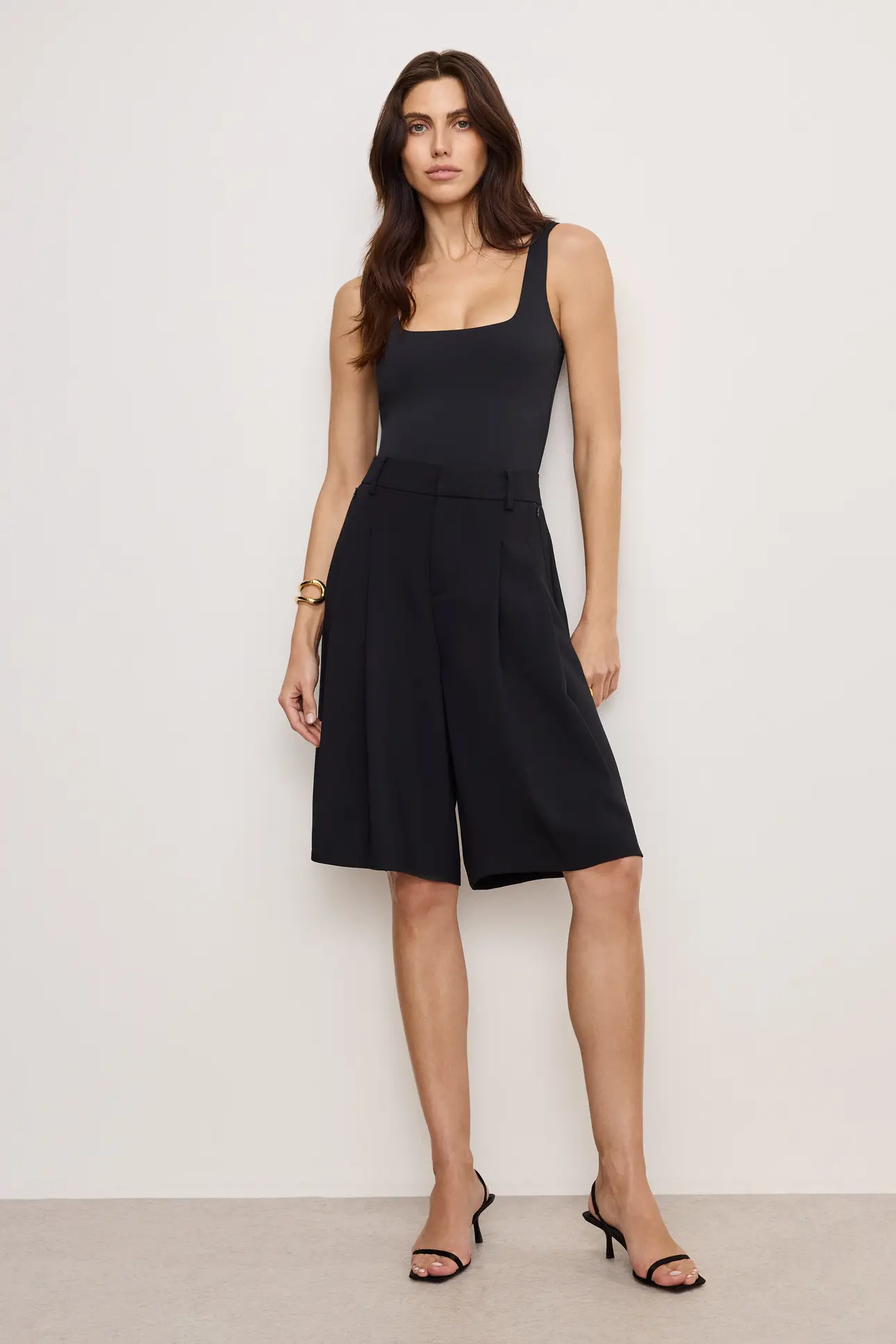 LUXE SUITING LONG SHORTS | BLACK001 - GOOD AMERICAN