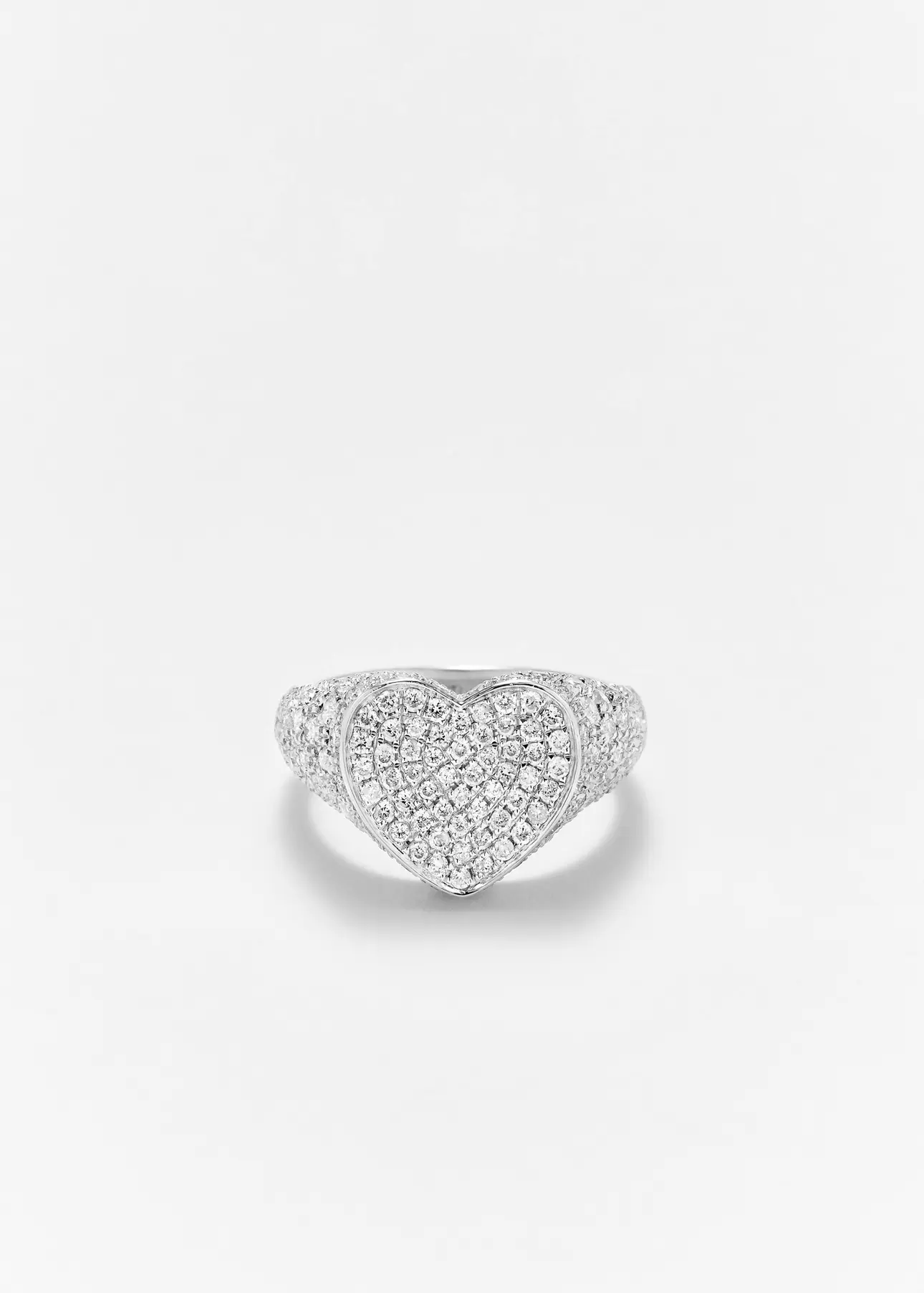 Mini Signet Ring Coeur - Diamonds and white gold - Yvonne Léon