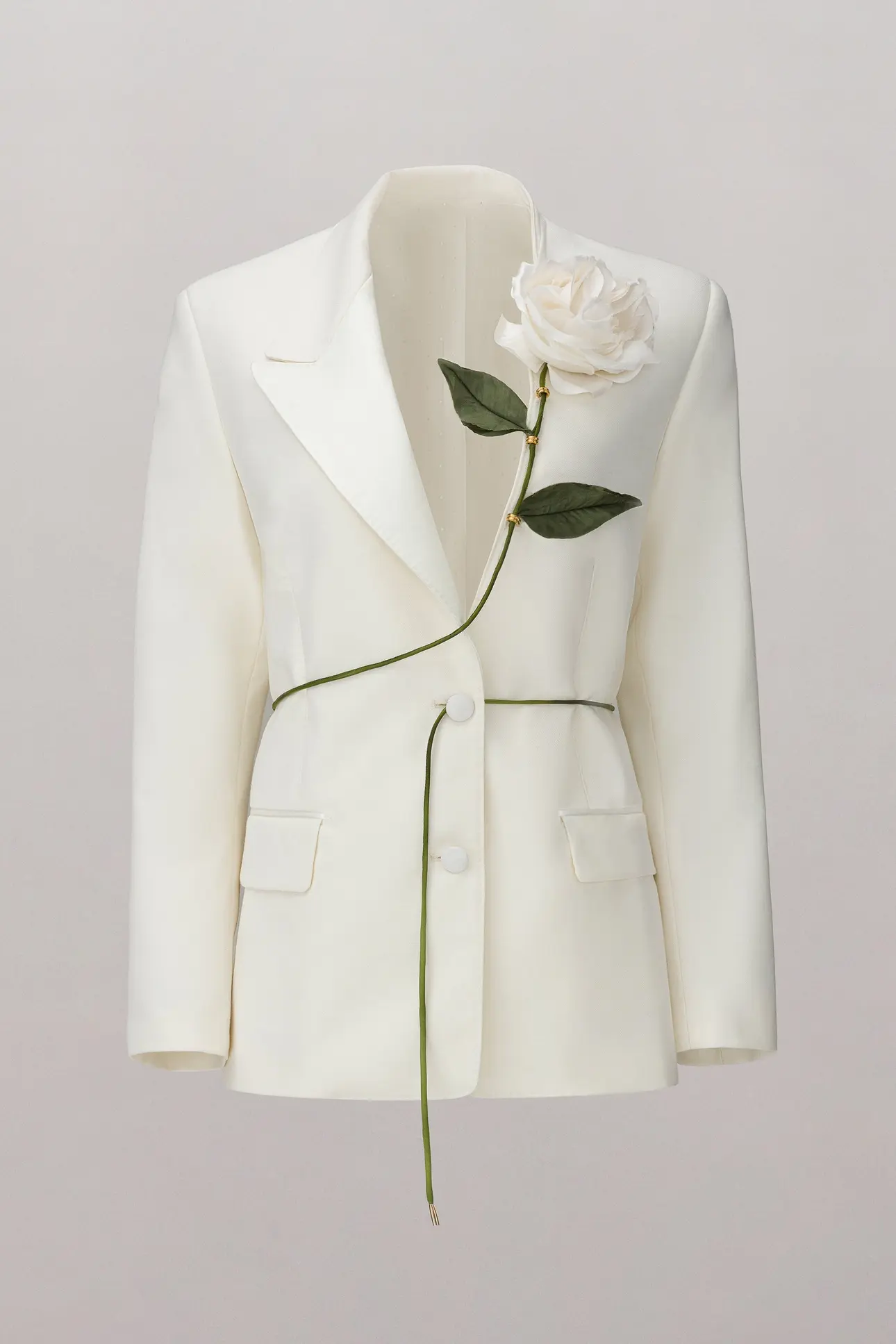 Carnivorous Rose Blazer - White/White Silk Rose