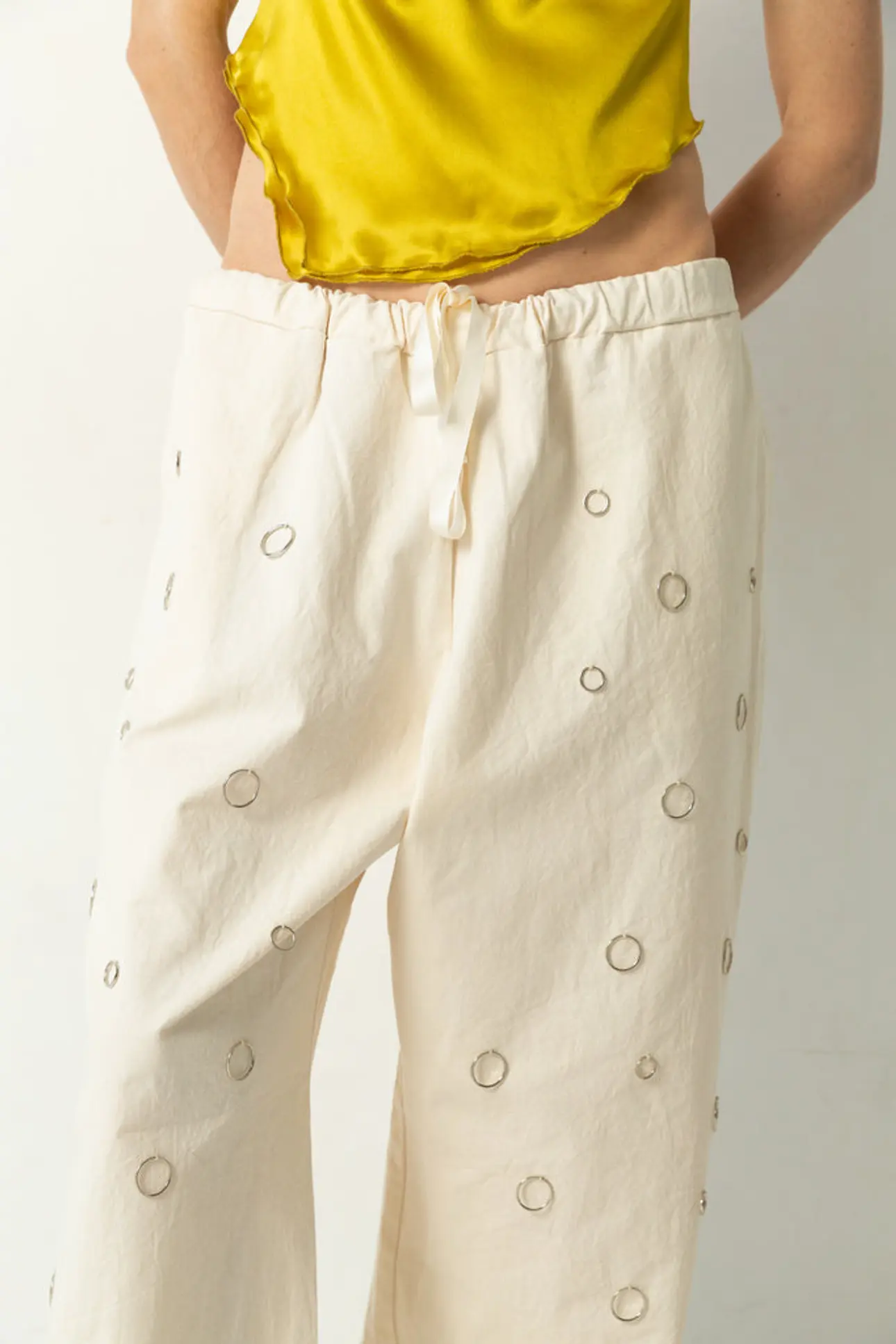 RYAN metal rings pants - O/S - cream - scilé milano