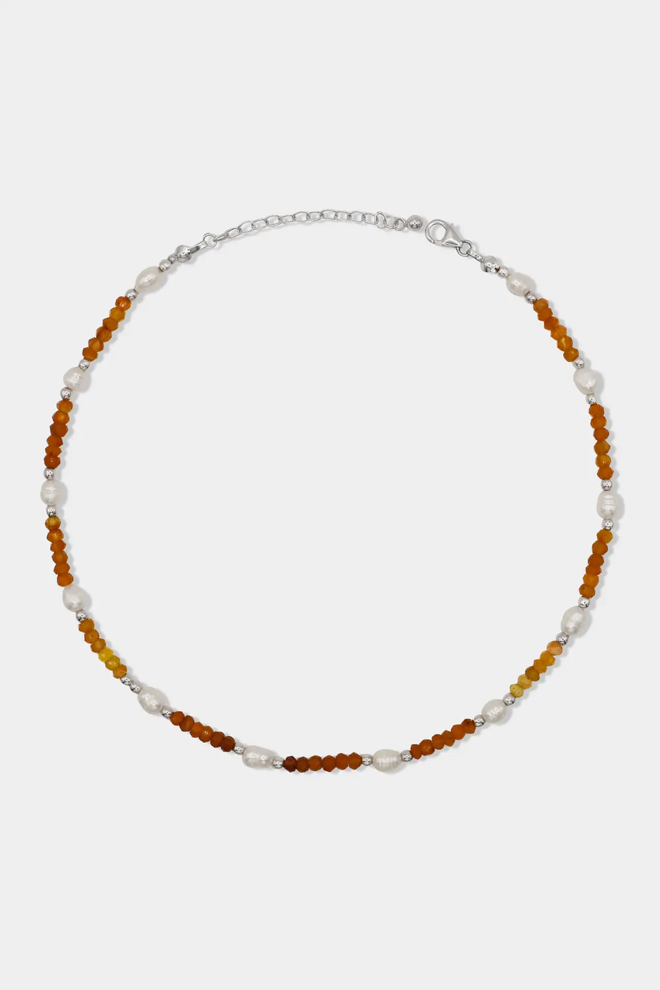 EMBER Ombre Carnelian Pearl Silver Necklace