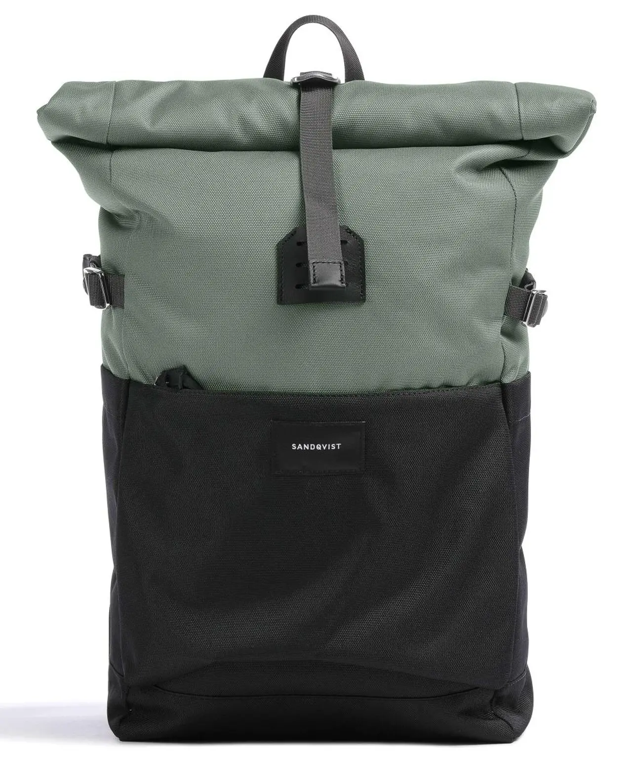 Sandqvist Urban Outdoor Ilon Zaino roll-top 13″ polyester ripstop riciclato nero/verde - SQA2163 | wardow.com