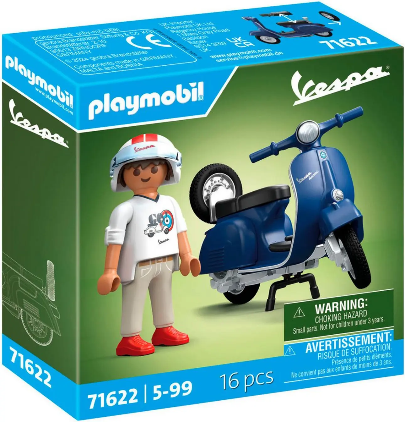 Playmobil® 1969 Vespa 150 Sprint Veloce, Blau (71622), Vespa Konstruktions-Spielset, (16 St), Made in Europe