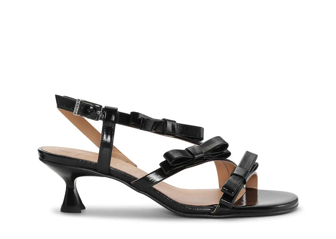 Black Black Multi Bow Mid Heel Sandals | GANNI IT