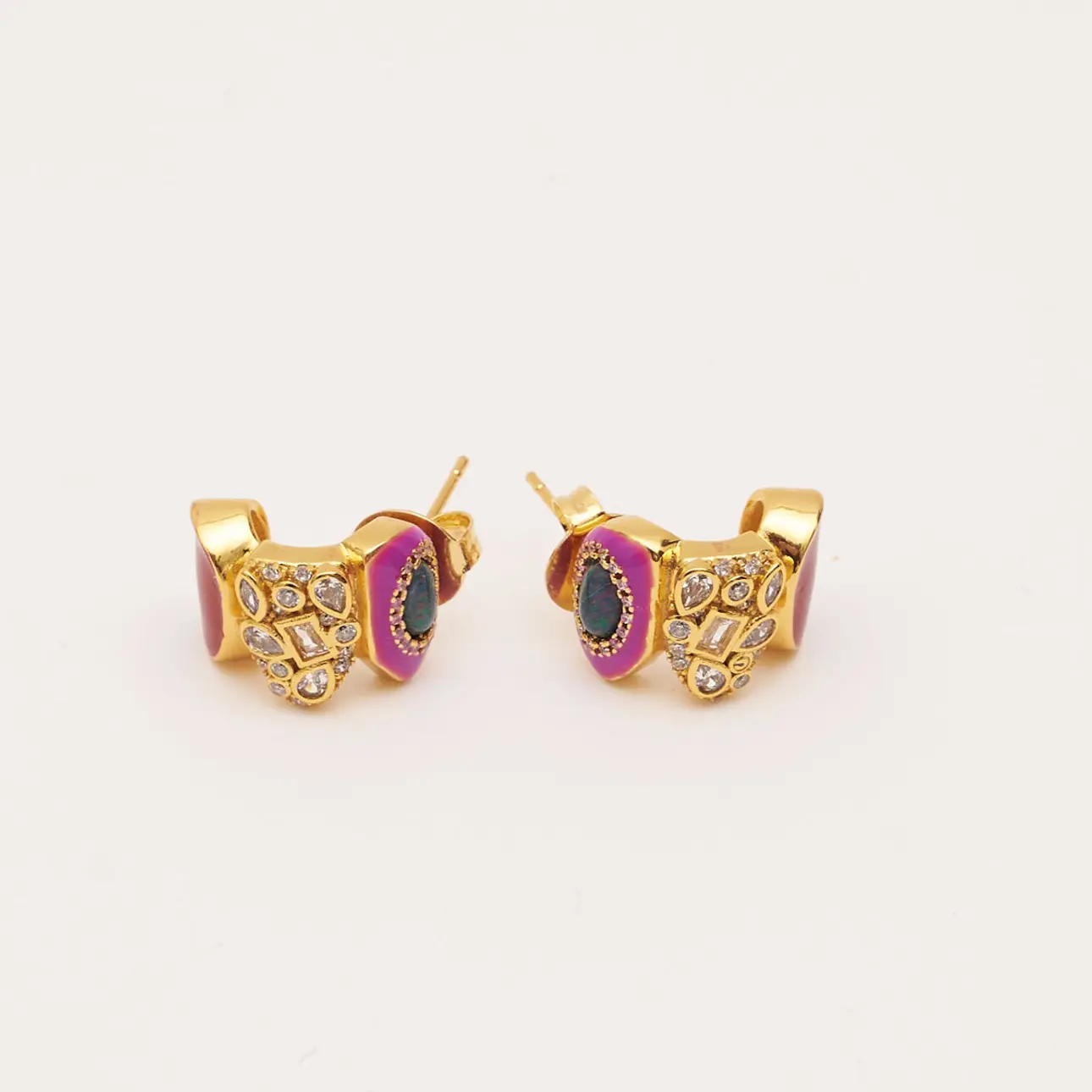 The Erin Taylor earrings enamel purple and red