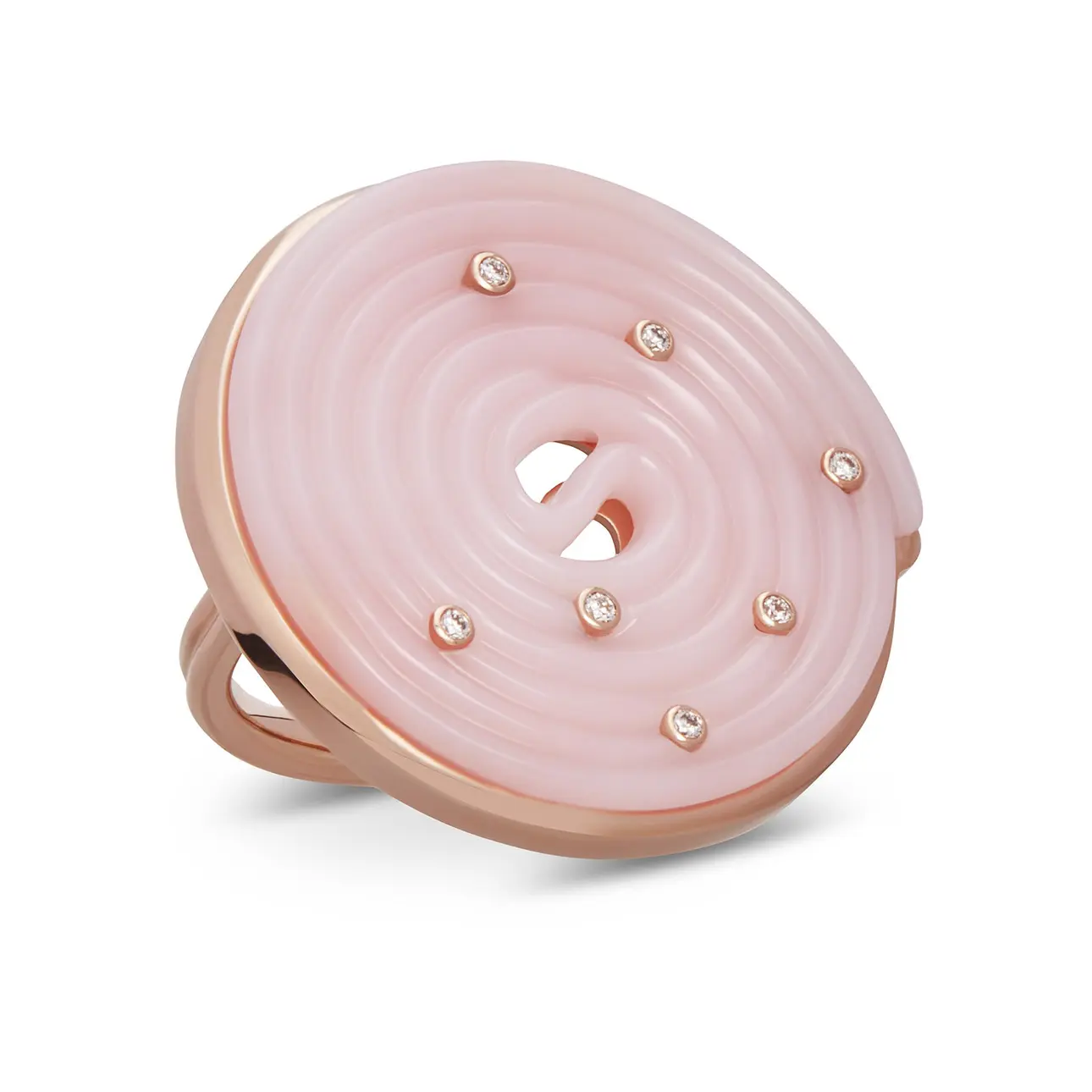 Licorice Ring Stoned – Rose Gold Pink Opal
– Alina Abegg