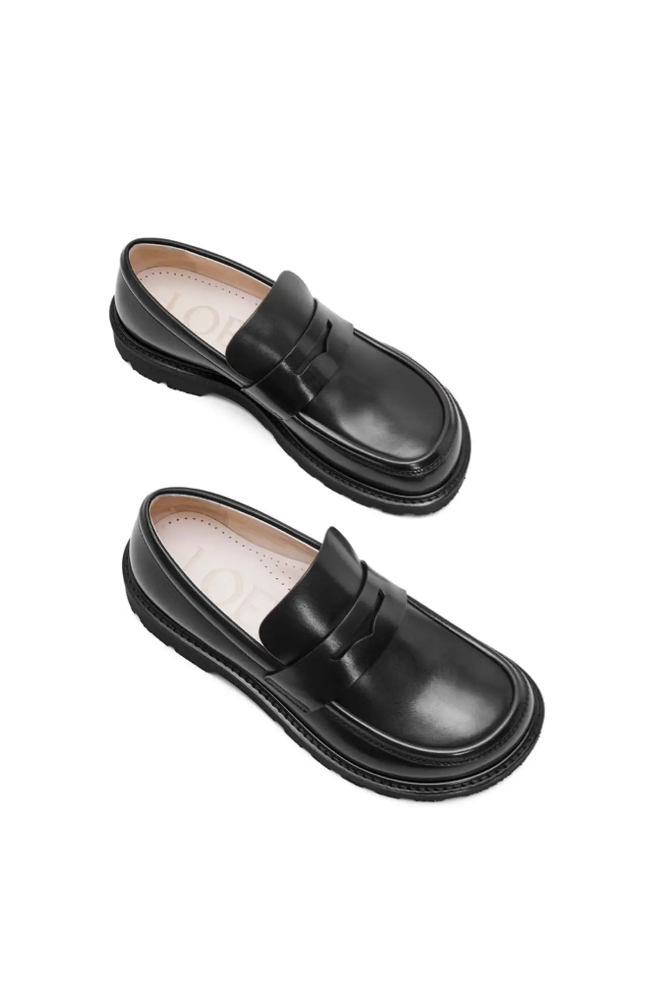 Blaze loafer in bicolour brushed-off calfskin Mink/Black - LOEWE