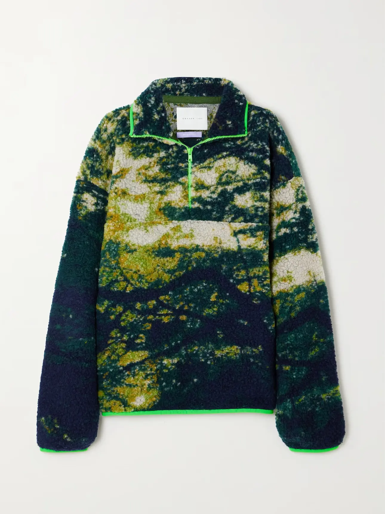 CONNER IVES Printed fleece half-zip sweater | NET-A-PORTER