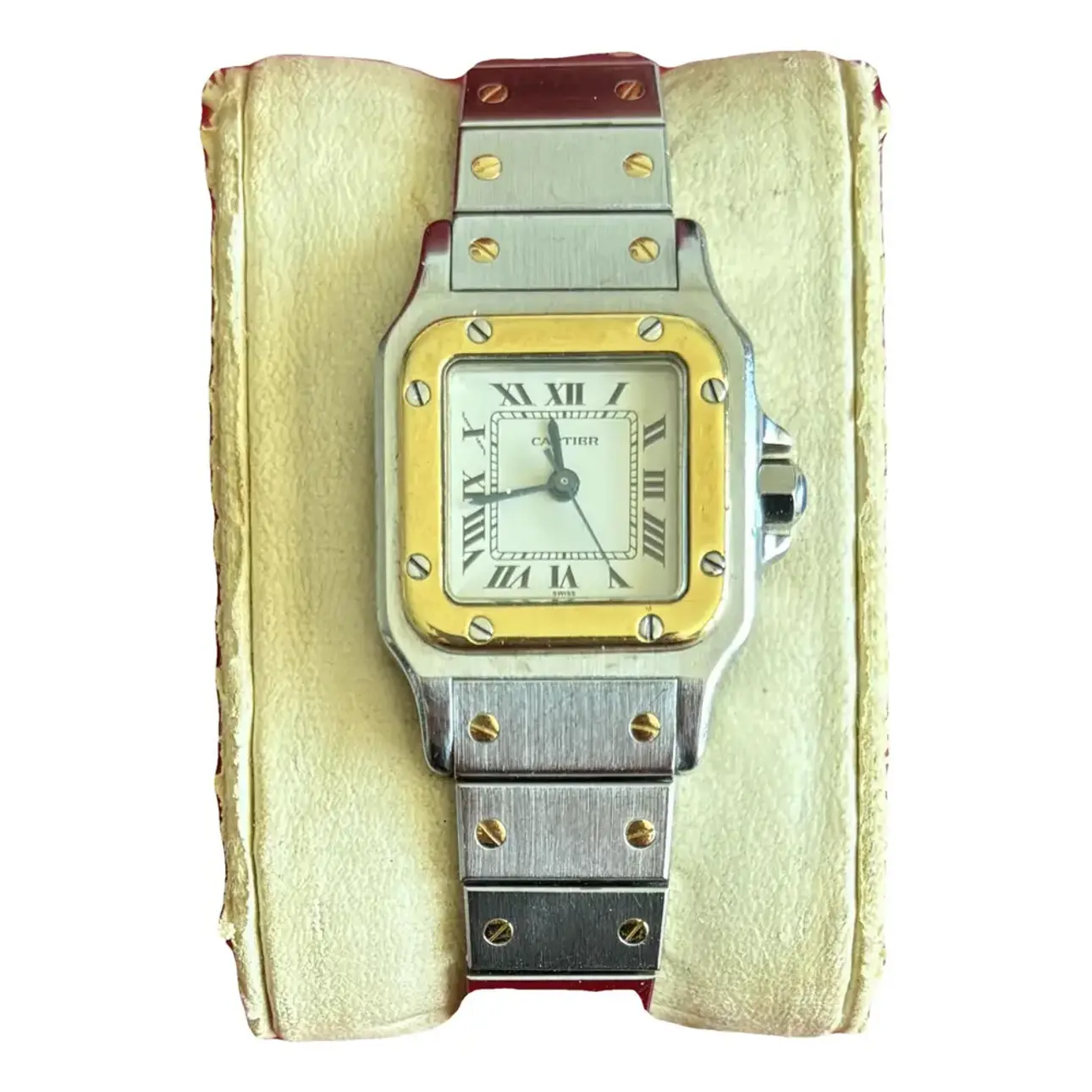 Santos galbée watch Cartier Anthracite in gold and steel - 45065478