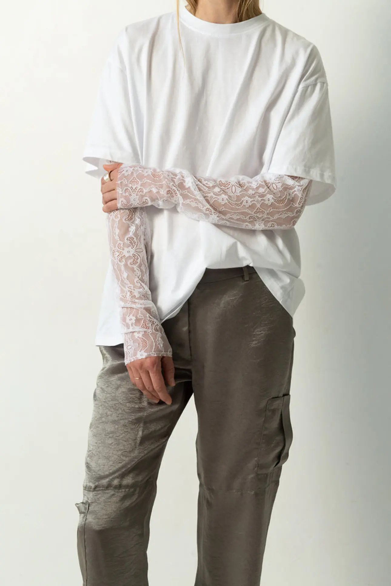 MARTA white long lace sleeve - scilé milano