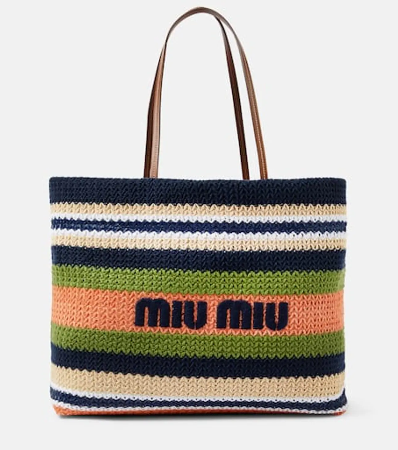 Bestickte Tote mit Leder in Multicolor - Miu Miu | Mytheresa