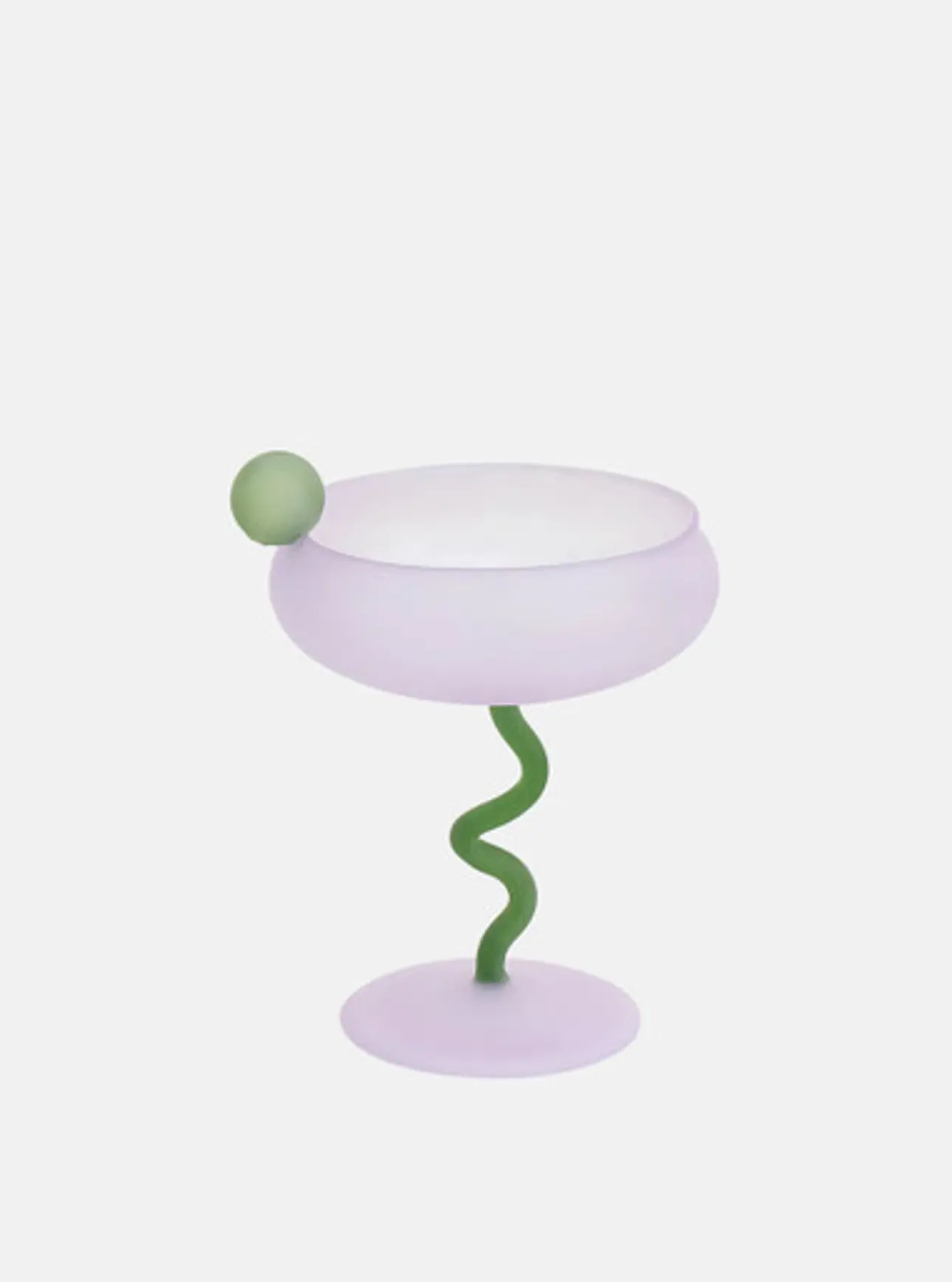 "Lollipop" Coloured Coupe Glass with Curvy Stem- Purple