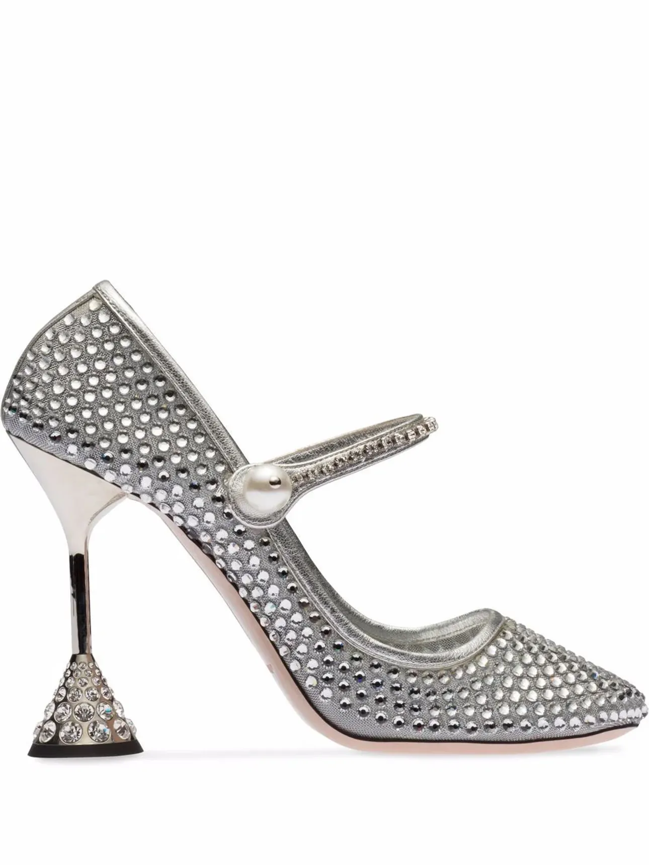 Miu Miu pearl-strap Mesh Studded Pumps - Farfetch