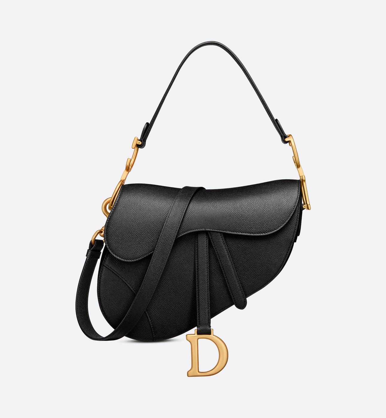 Borsa a tracolla Saddle Pelle di vitello granulata nera | DIOR