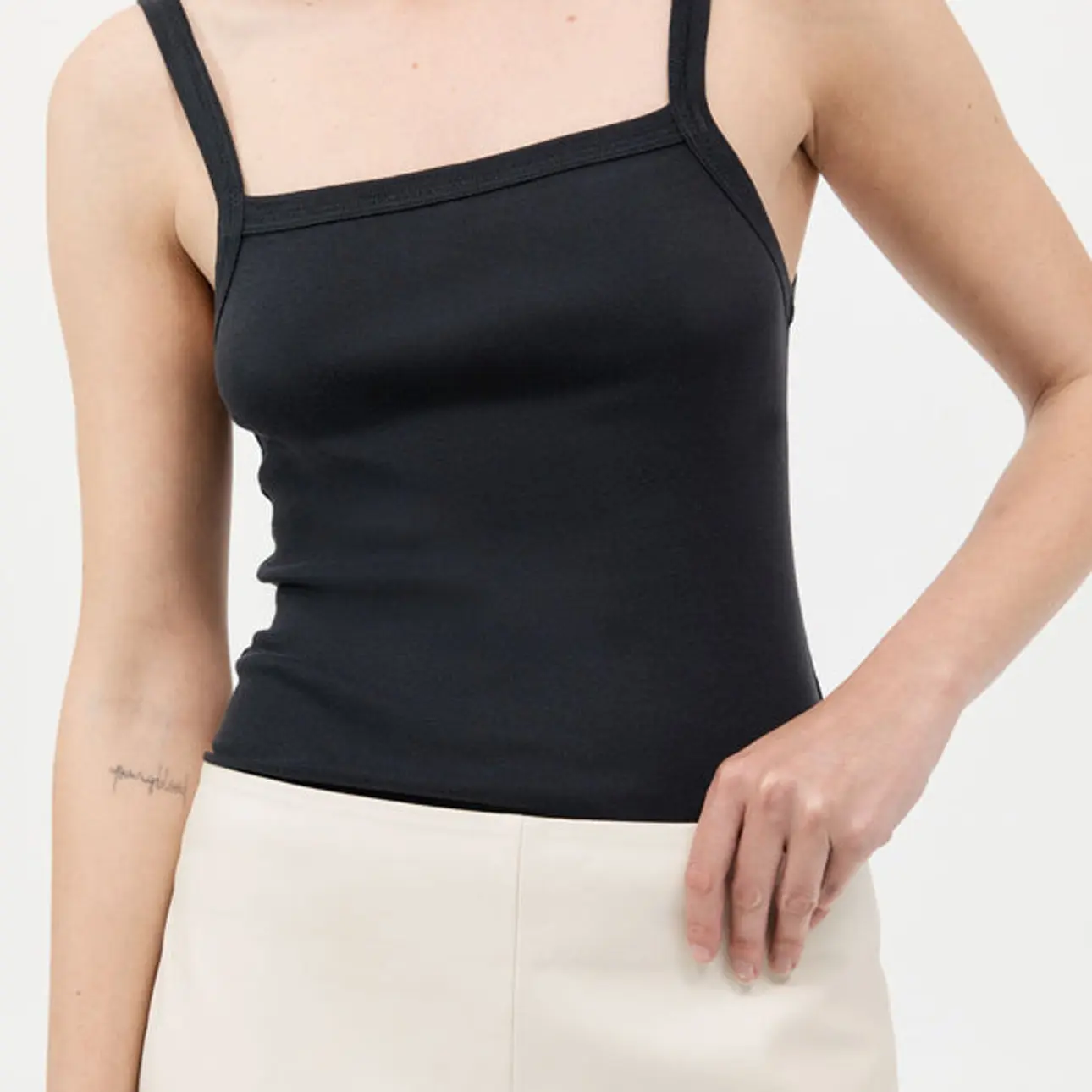 Organic Cotton Square Neck Tank - Black