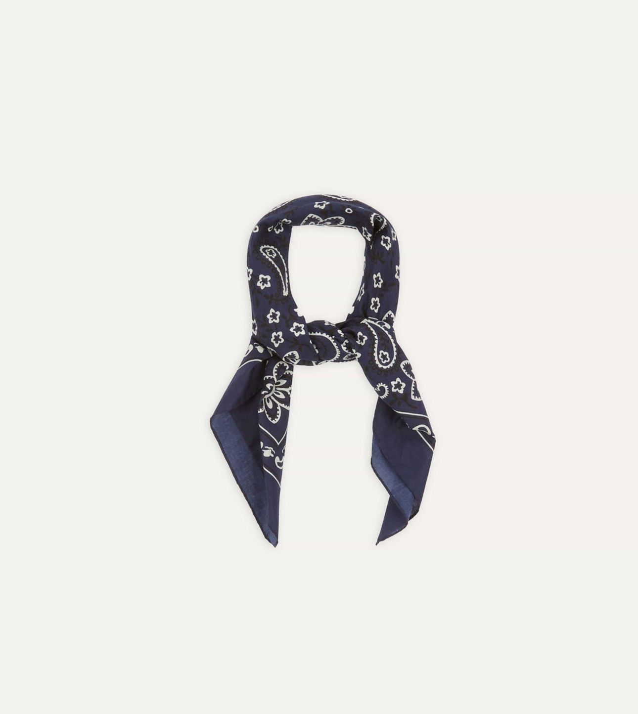 Navy Paisley Print Cotton Bandana