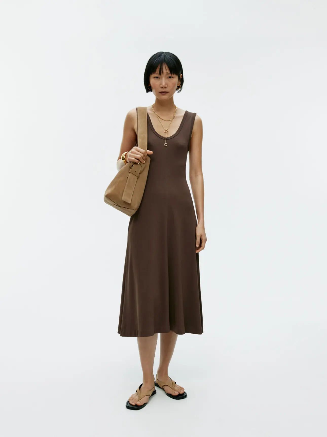 Rib Jersey Dress - Dark Brown - ARKET BE