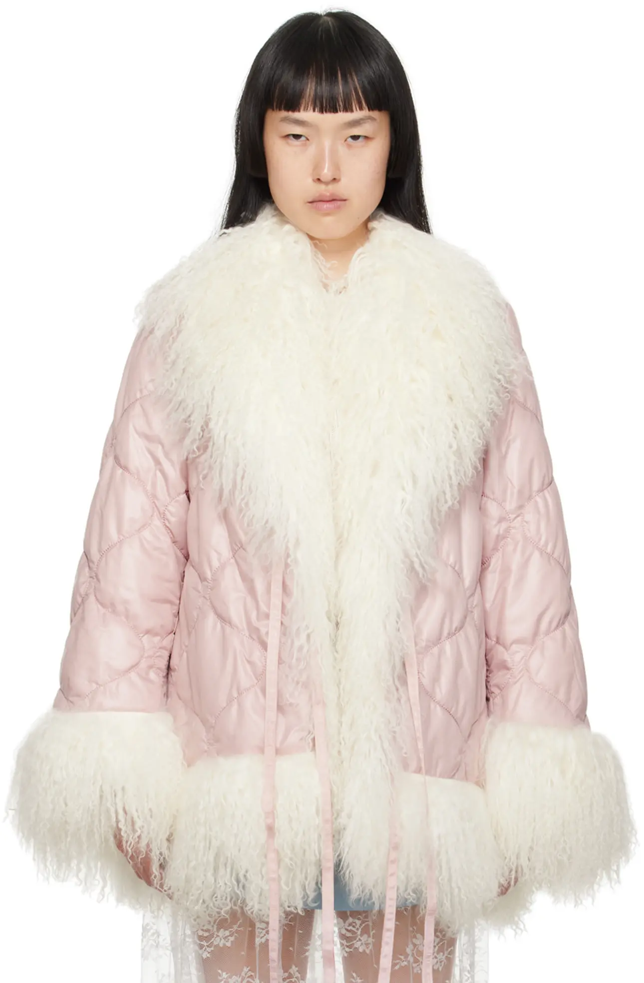 Sandy Liang - Pink Kristoff Shearling Coat