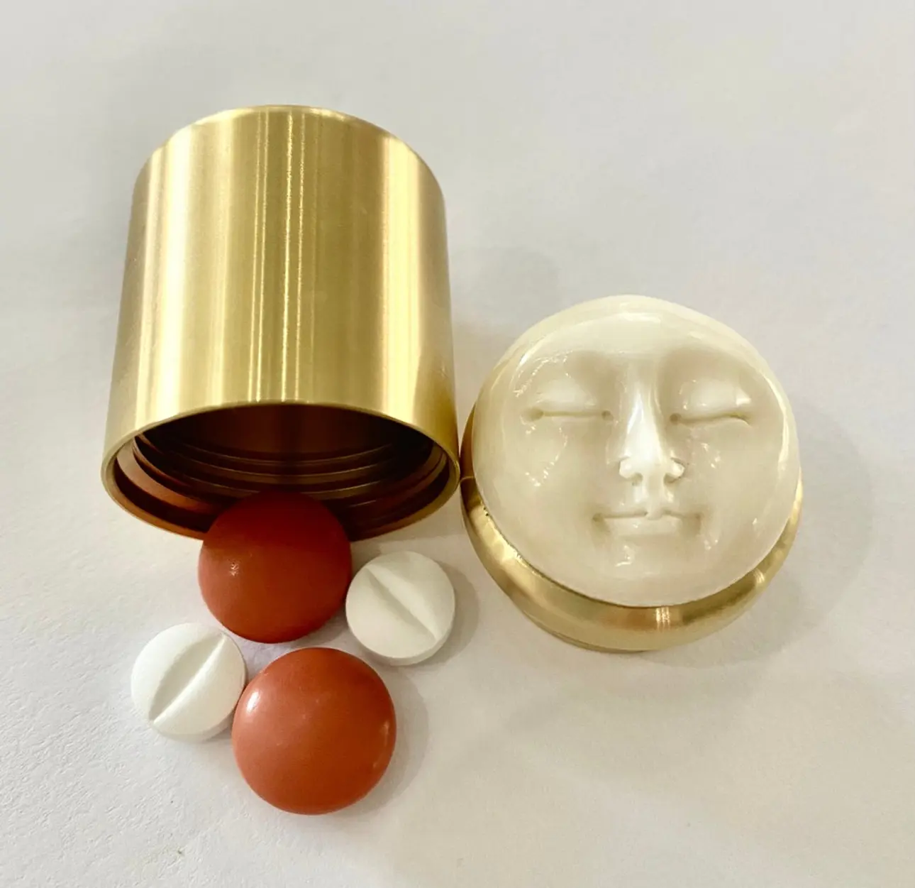 2 Sizes Moon Face,pill Box, Birth Control Pill Case. Waterproof Pill Box ,medicine Box, Pill Organizer, Pill Case Gift, Brass Pill Case - Etsy Belgium