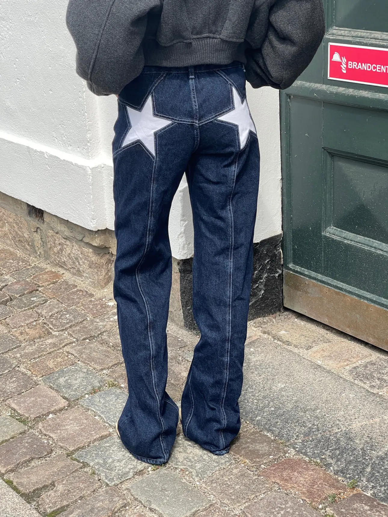 Star jeans with white stars - Dark denim