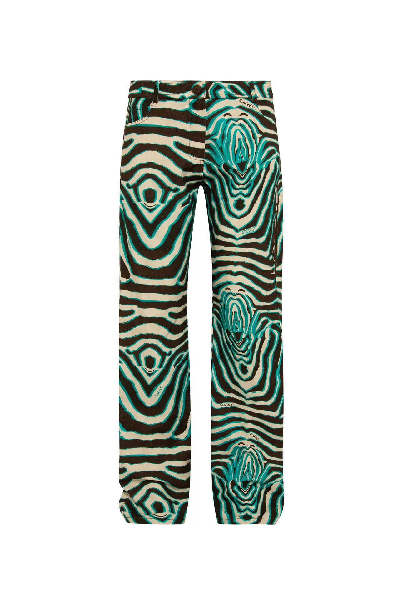 ESSIE - Low-rise wide-leg zebra printed pants