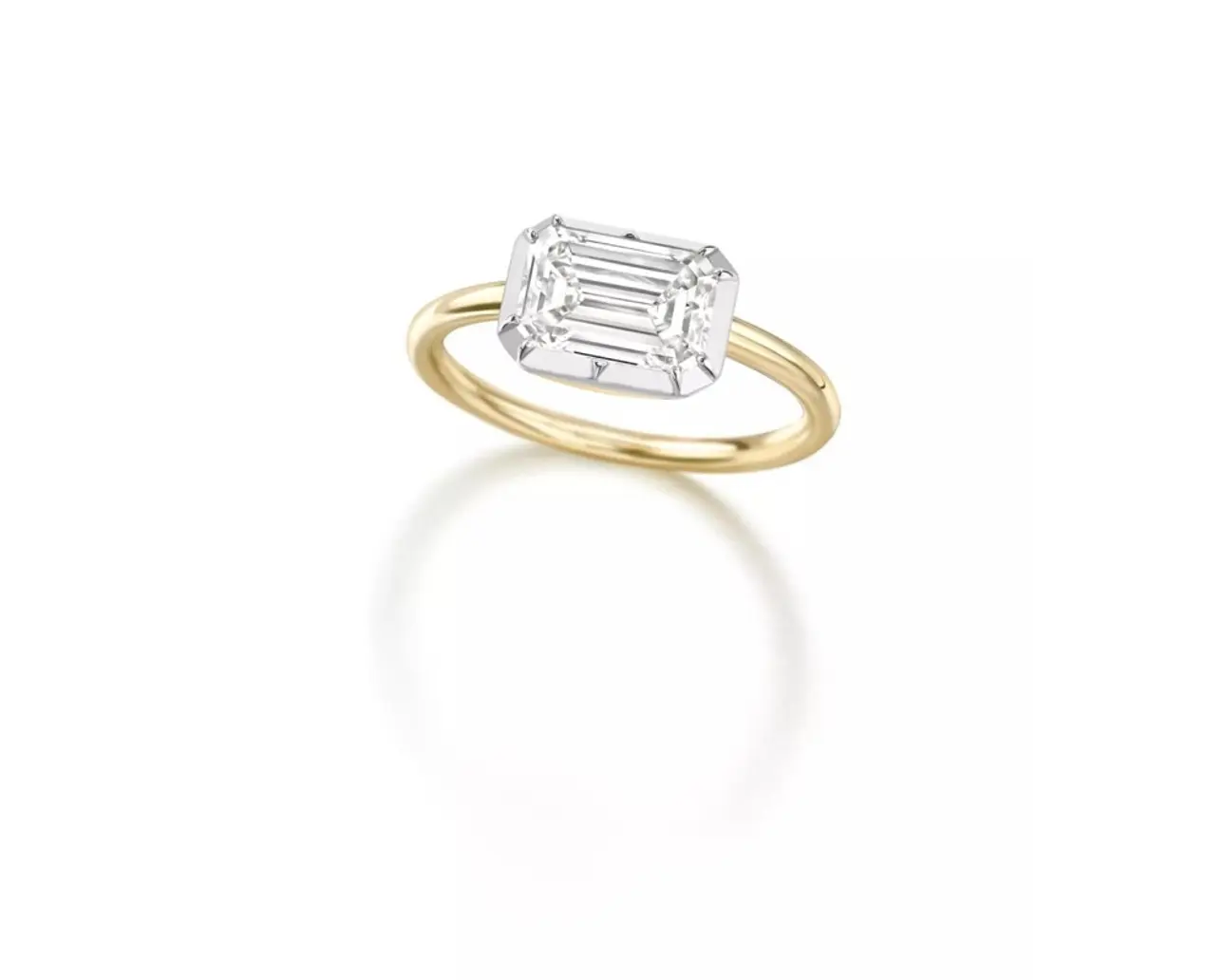 Signature 1.71ct Emerald Cut Diamond & White Gold Button Back Ring