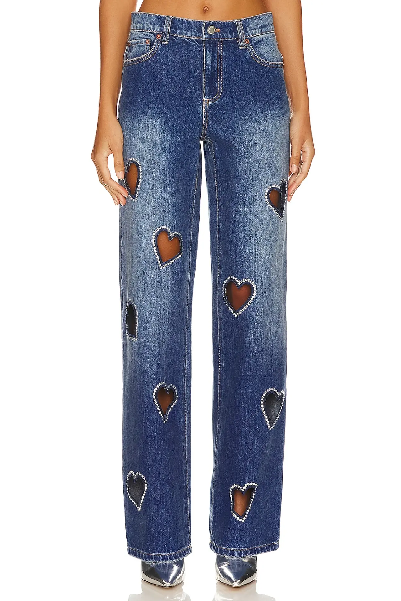 Karrie Embel Heart Cutout Jean in True Blues Dark