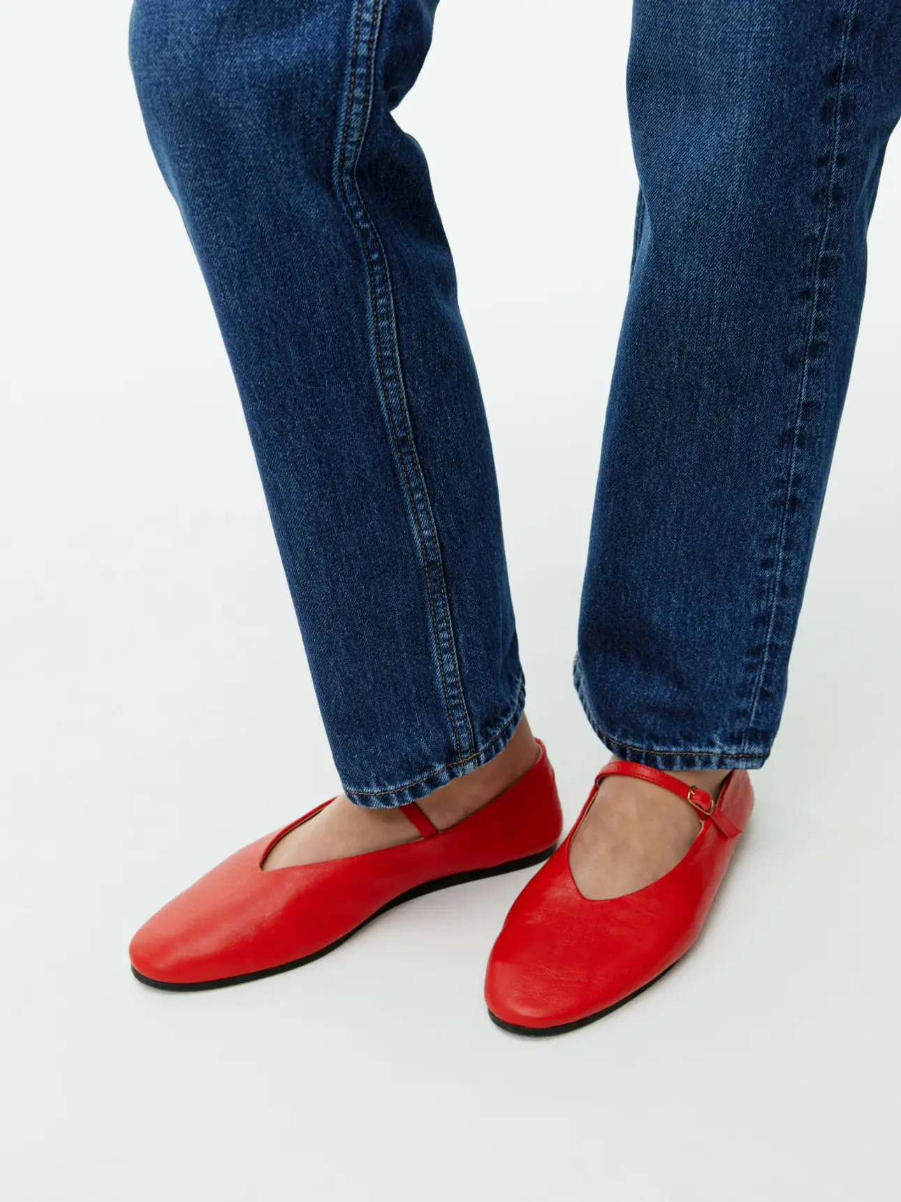 Leather Mary Jane Flats - Red - ARKET CZ
