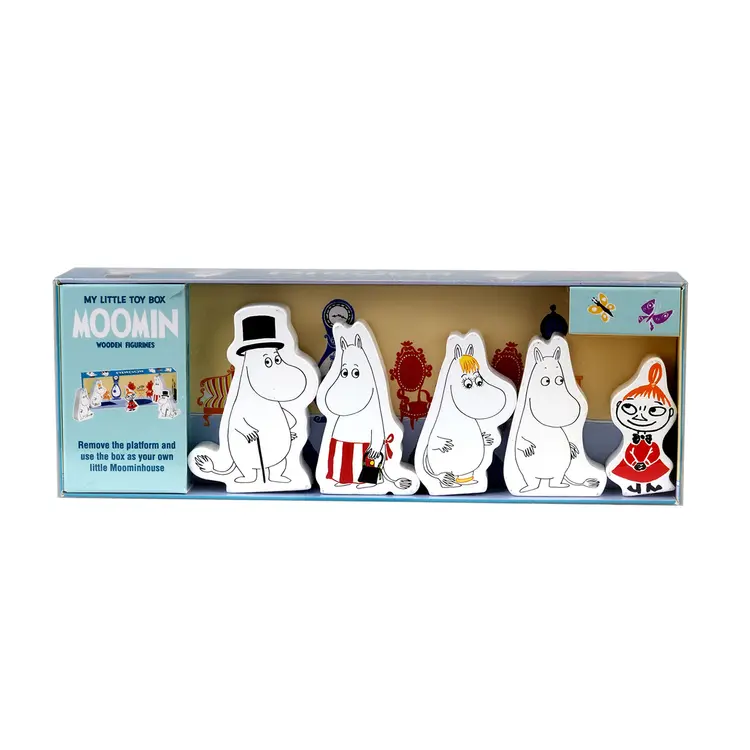 Mumi Legesæt med 5 træfigurer og legescene af Mumi