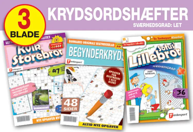 Krydsords samleposer med 3 blade. Sværhedsgrad LET *** af Keesing/Tankesport