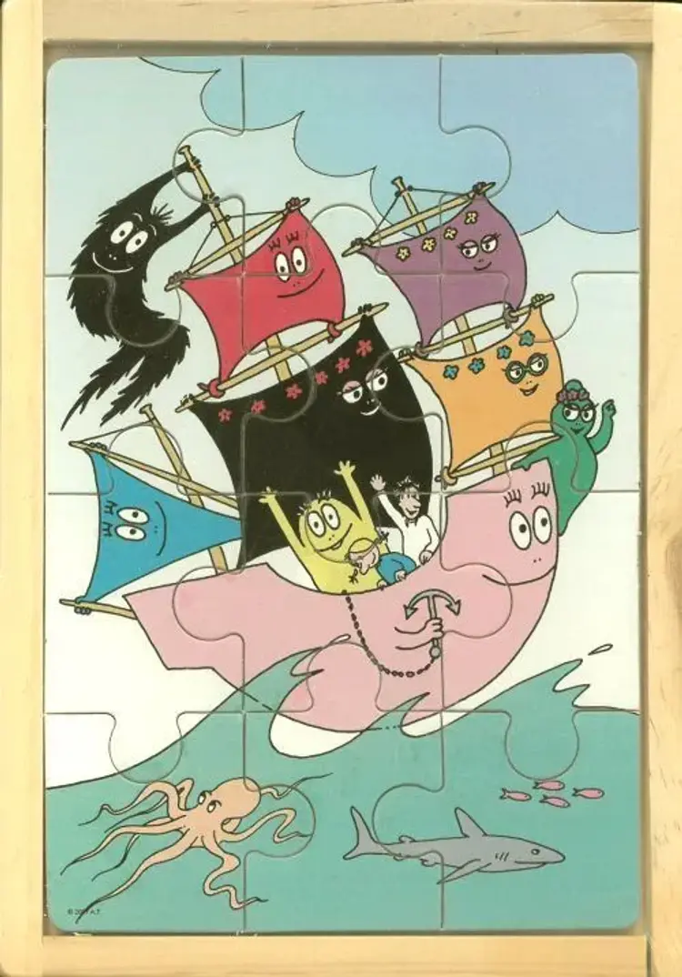 Barbapapa 4 træpuslespil i trææske af Hjelm Förlag