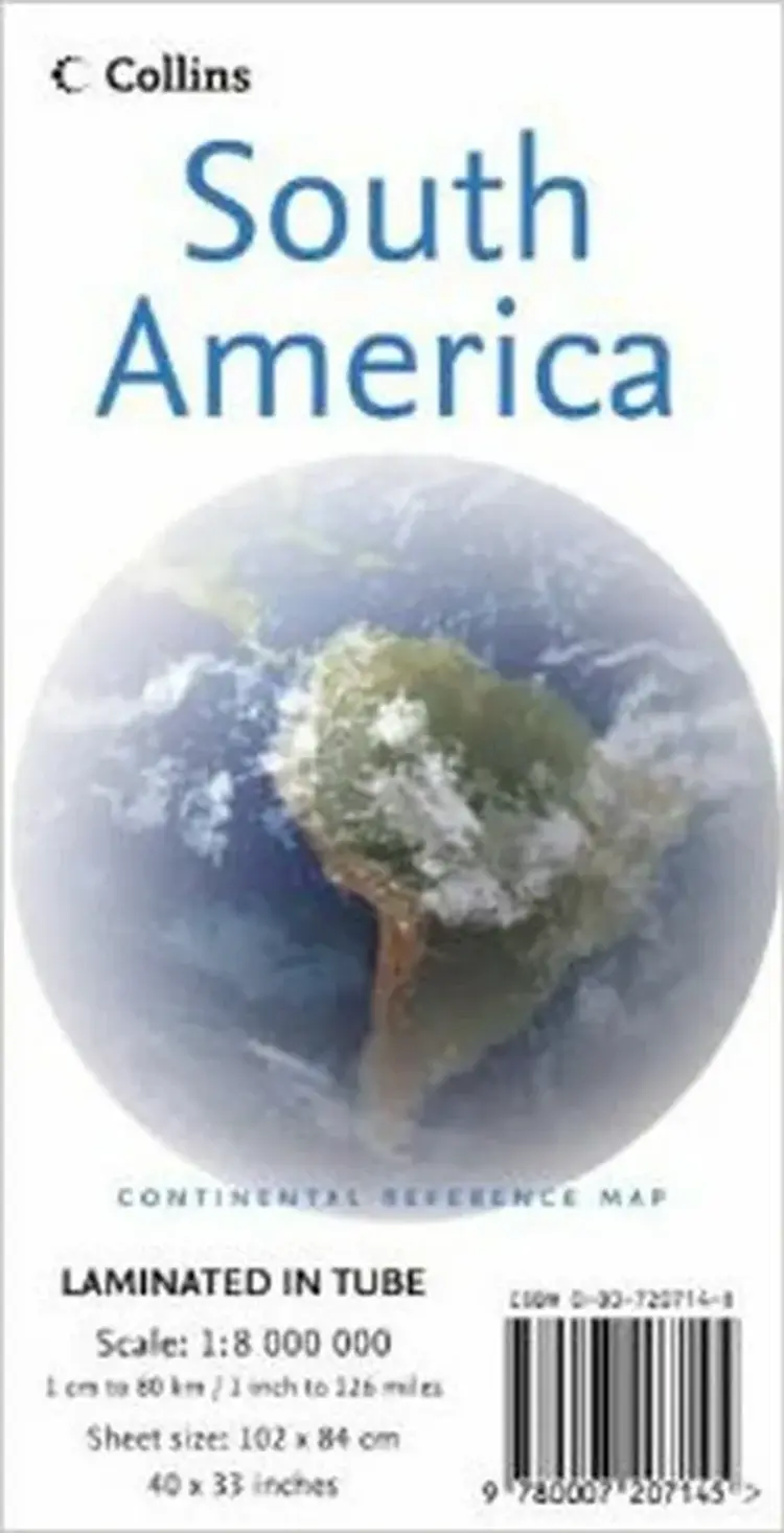 South America, Collins Continental Reference Map (plastlamineret planoudgave)