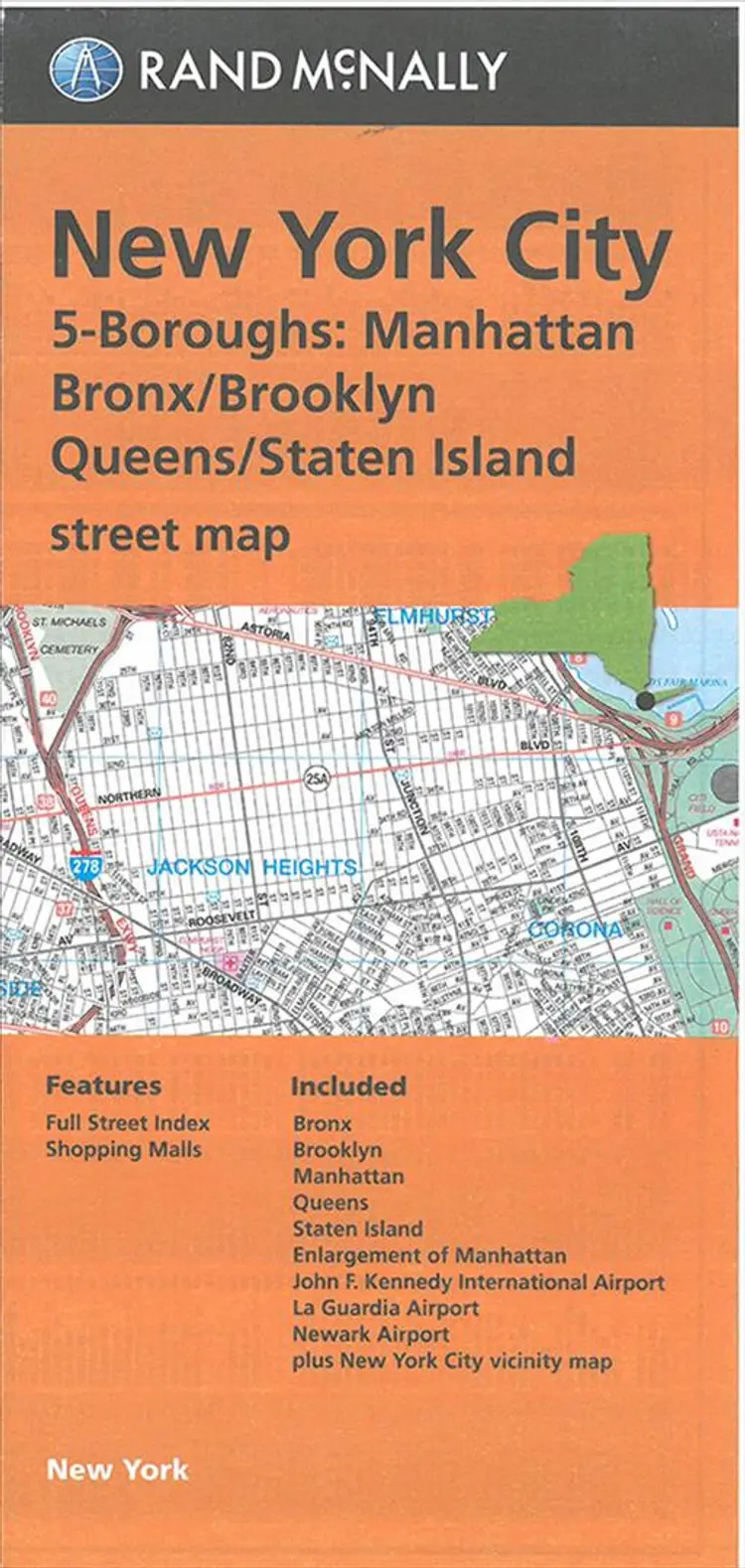 New York City: 5-Boroughs : Manhattan, Bronx, Brooklyn, Queens, Staten Island Street Map af Rand McNally
