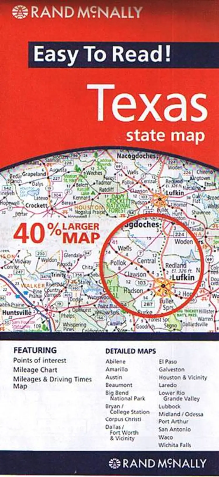 Texas Easy to Read State Map, Rand McNally