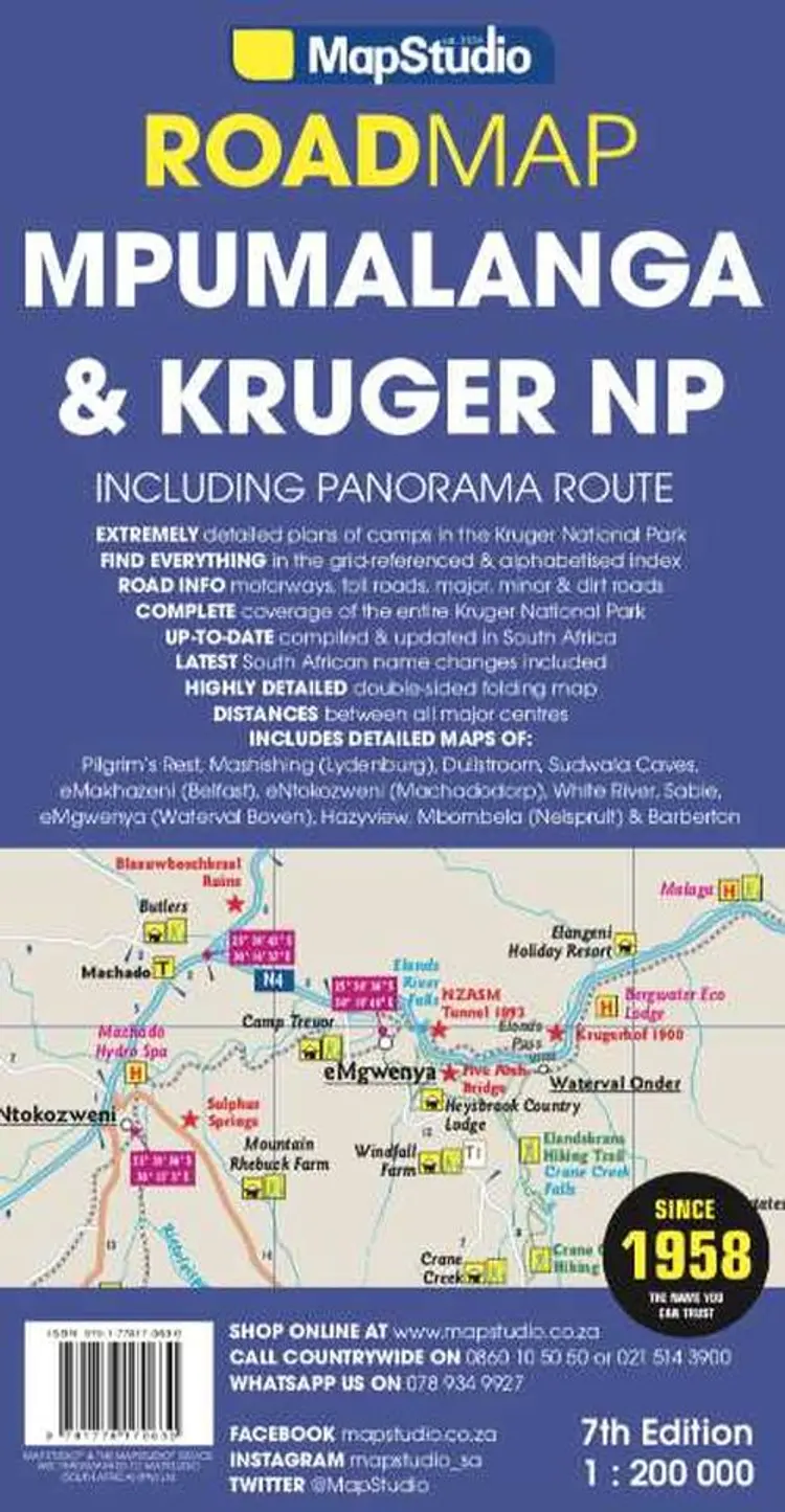 Mpumalanga & Kruger National Park - Including Panorama Route Road Map af MapStudio