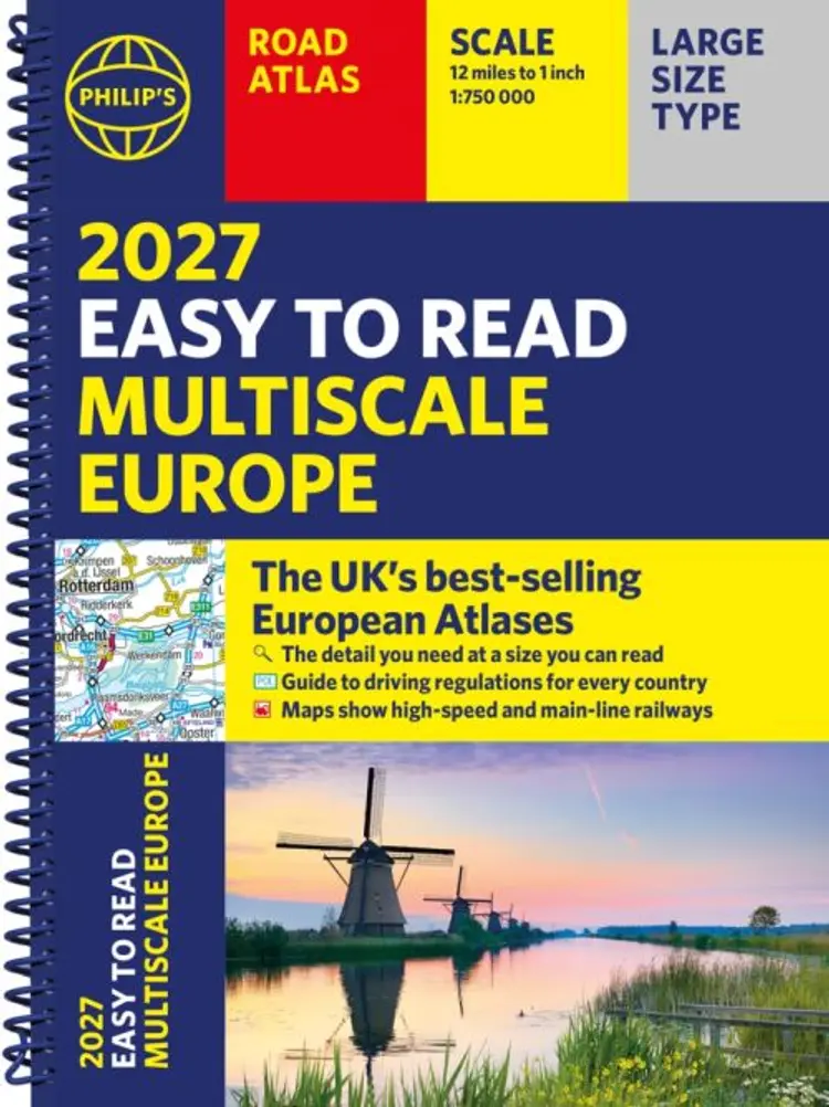 2027 Philip's Easy to Read Multiscale Road Atlas Europe (A4 with spiral) af Philip's