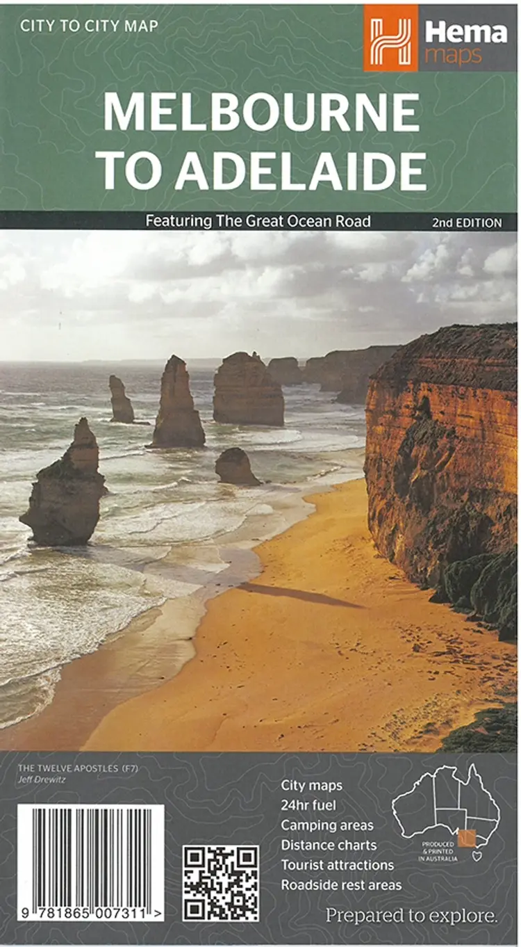 Melbourne to Adelaide: Featuring The Great Ocean Road af Hema Maps