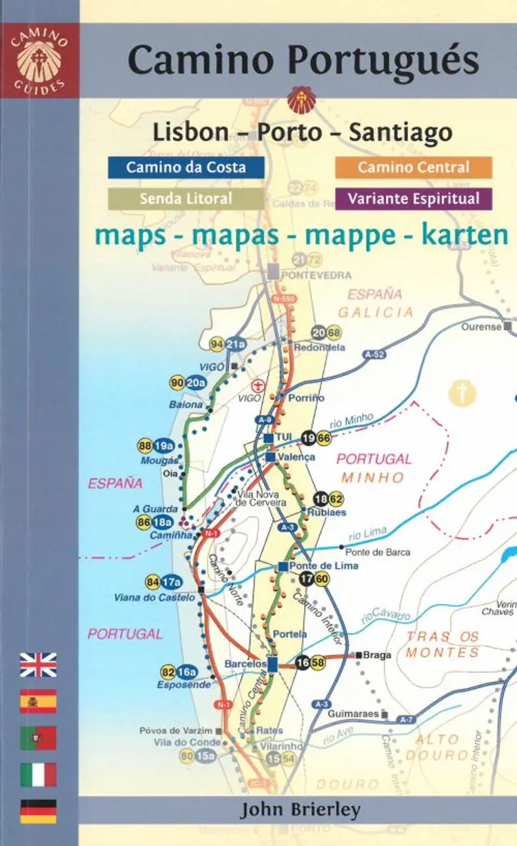 Camino Portugues, Camino Central - Camino da Costa Maps: Lisbon - Porto - Santiago af John Brierley