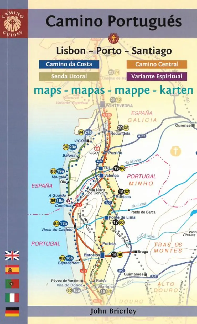 Camino Portugues, Camino Central - Camino da Costa Maps: Lisbon - Porto - Santiago af John Brierley