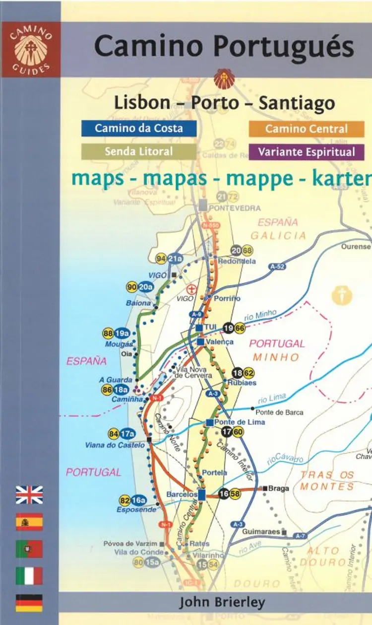 Camino Portugues: Lisbon - Porto - Santiago Maps : Camino Central, Camino de la Costa, Variente Espiritual & Senda.. af John Brierley