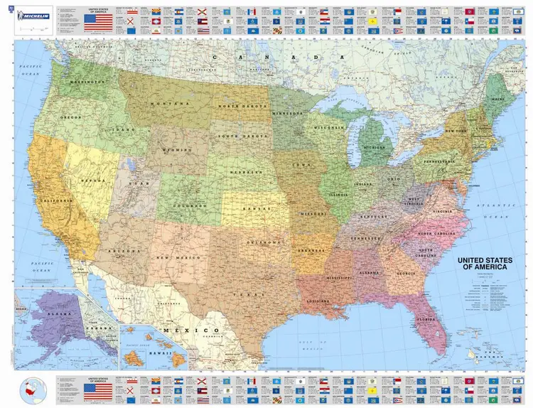 USA political map af Michelin