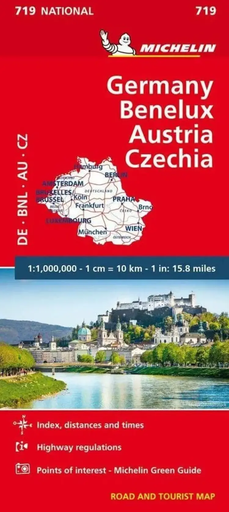 Michelin National Map 719: Germany, Benelux, Austria, Czech Republic af Michelin