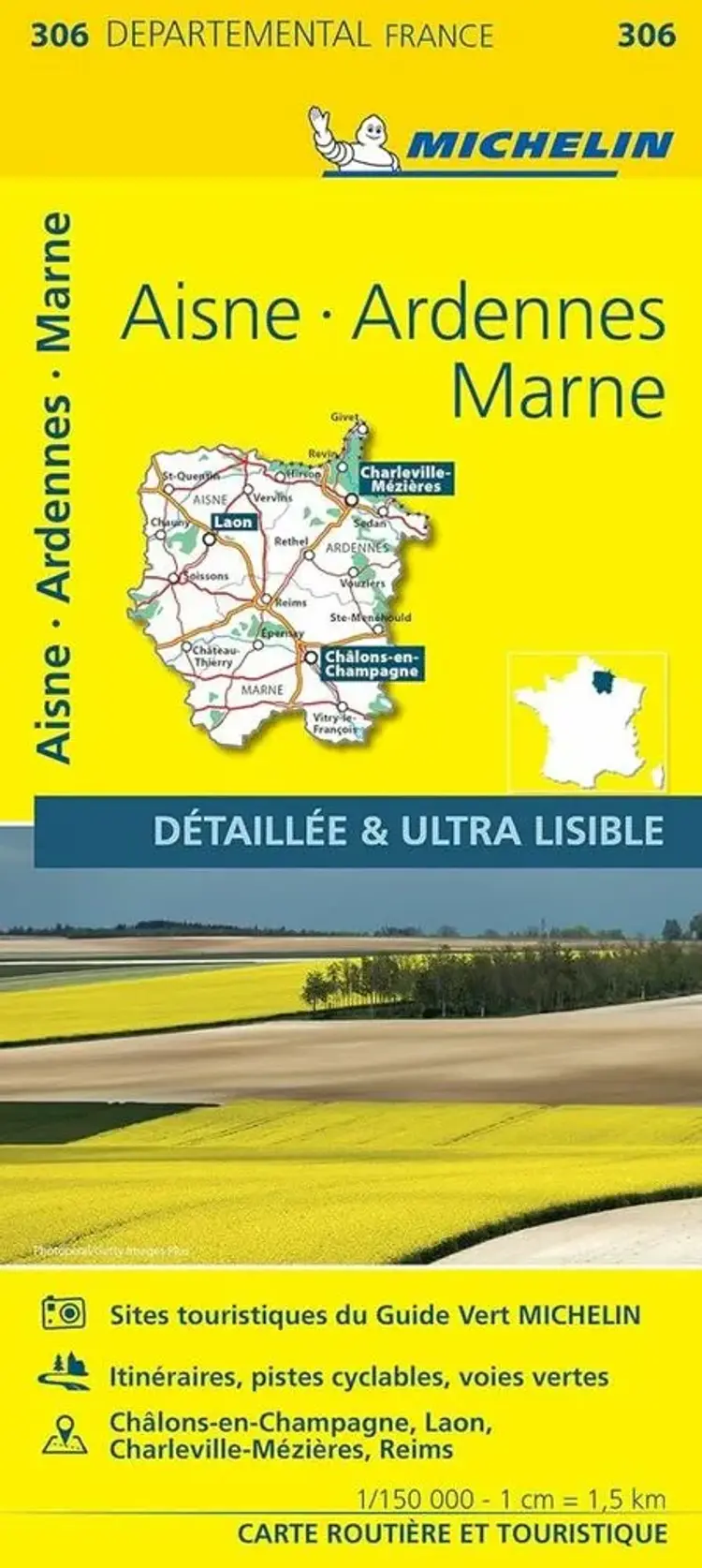 France blad 306: Aisne, Ardennes, Marne af Michelin
