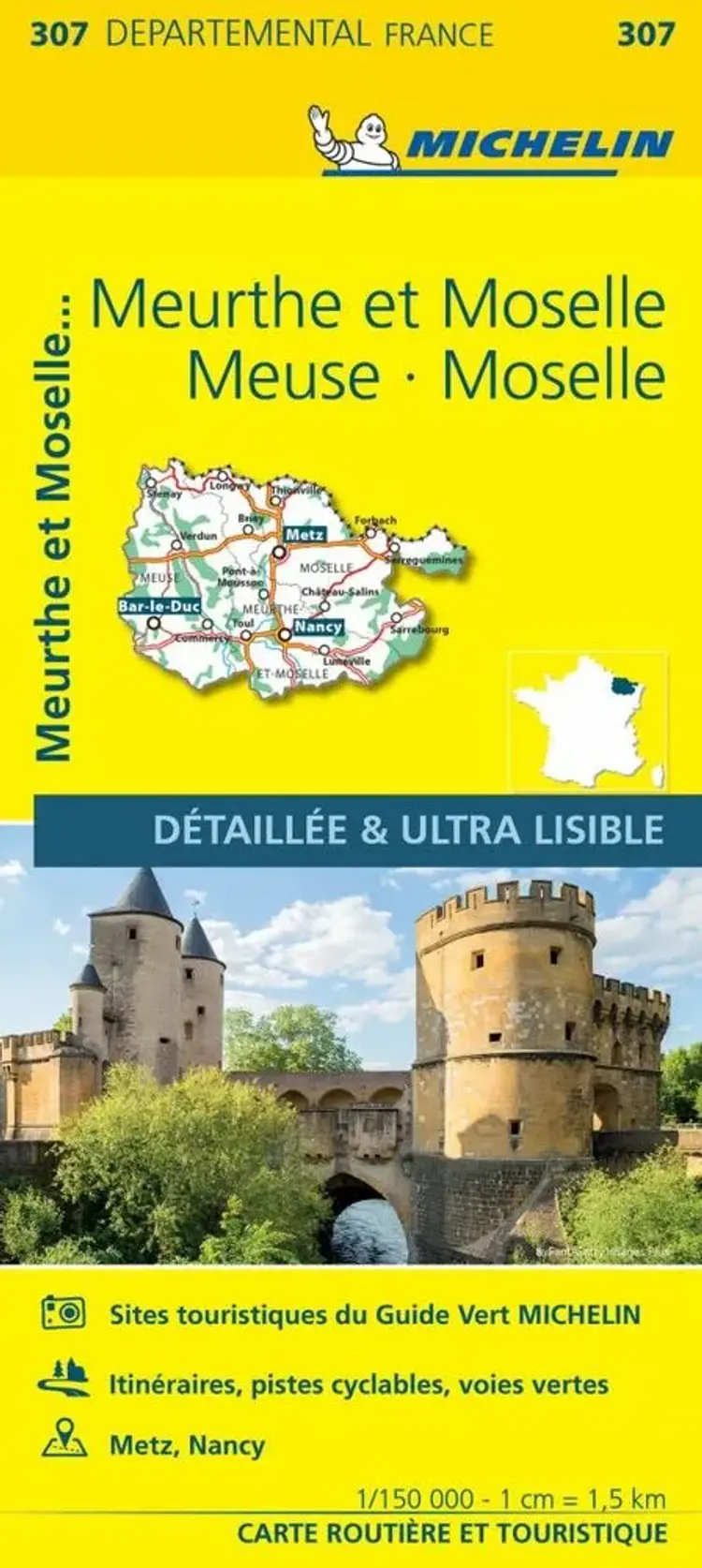 France blad 307: Meuse, Meurthe et Moselle 1:150.000 af Michelin