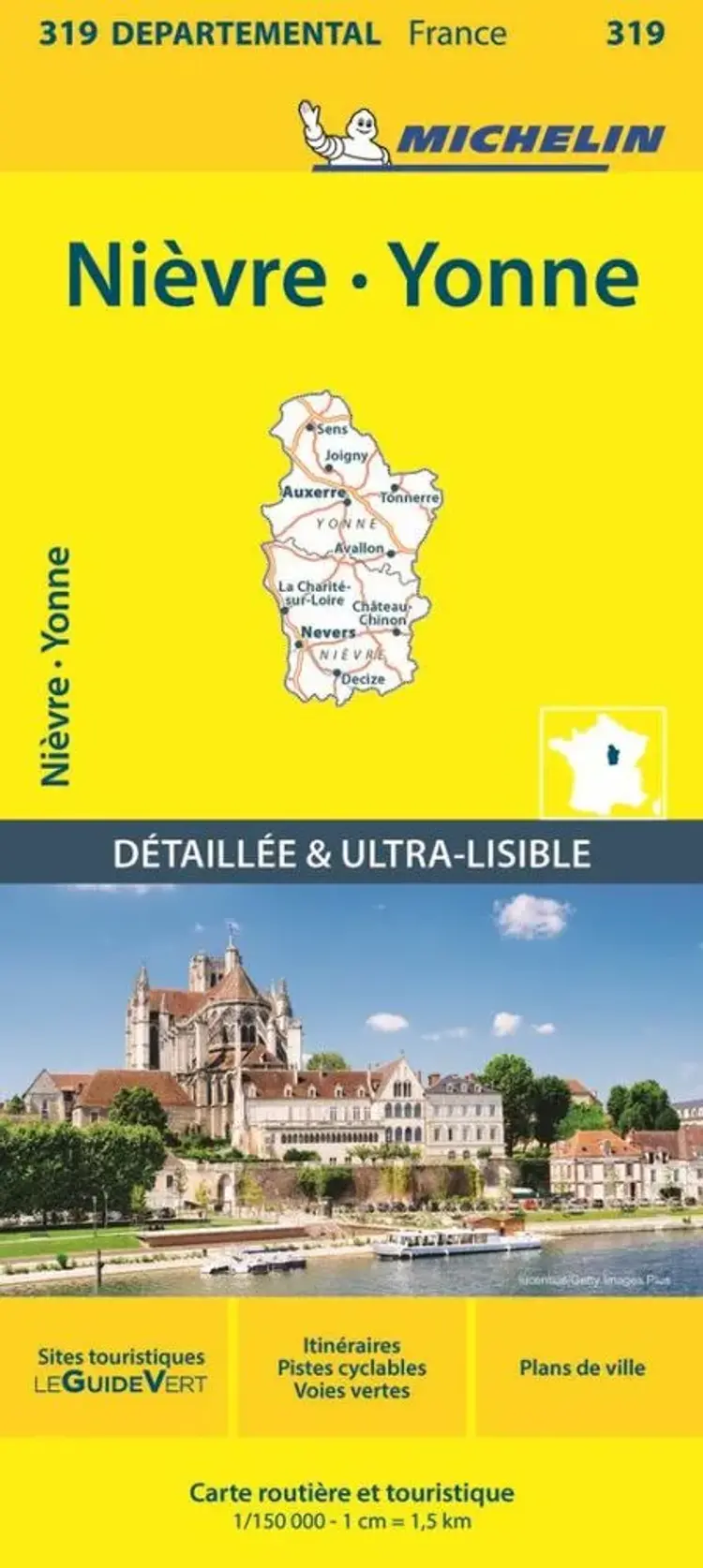 France blad 319: Nievre, Yonne 1:150.000 af Michelin