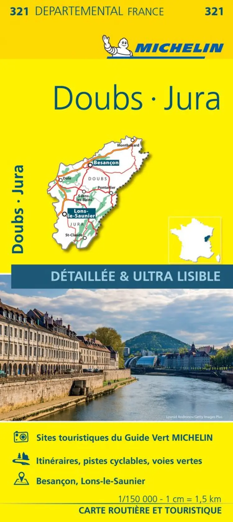 France blad 321: Doubs, Jura af Michelin